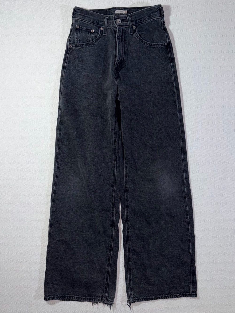 Levis Womens Cinch Baggy High Rise Wide Leg Jeans Size 24 Charcoal Black
